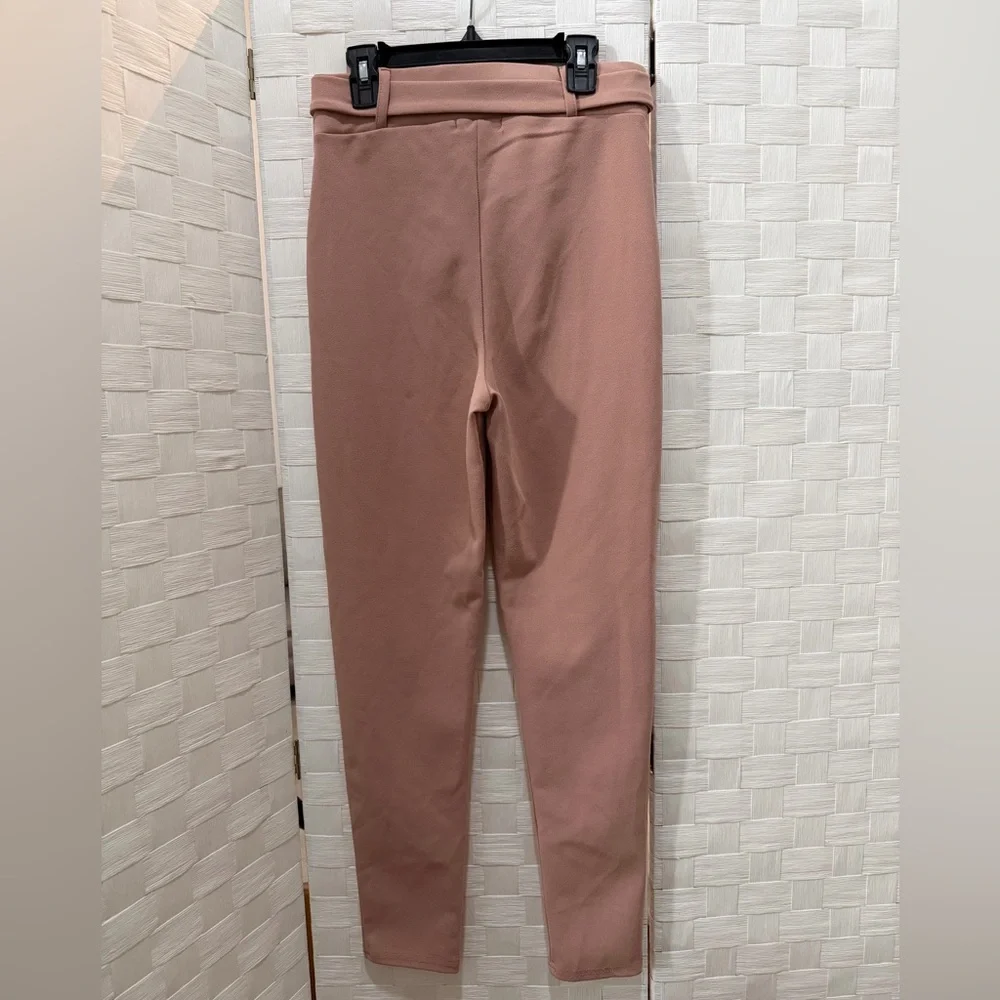 PrettyLittleThing Blush Pink High Waisted Tie Waist Skinny Pants Size 4